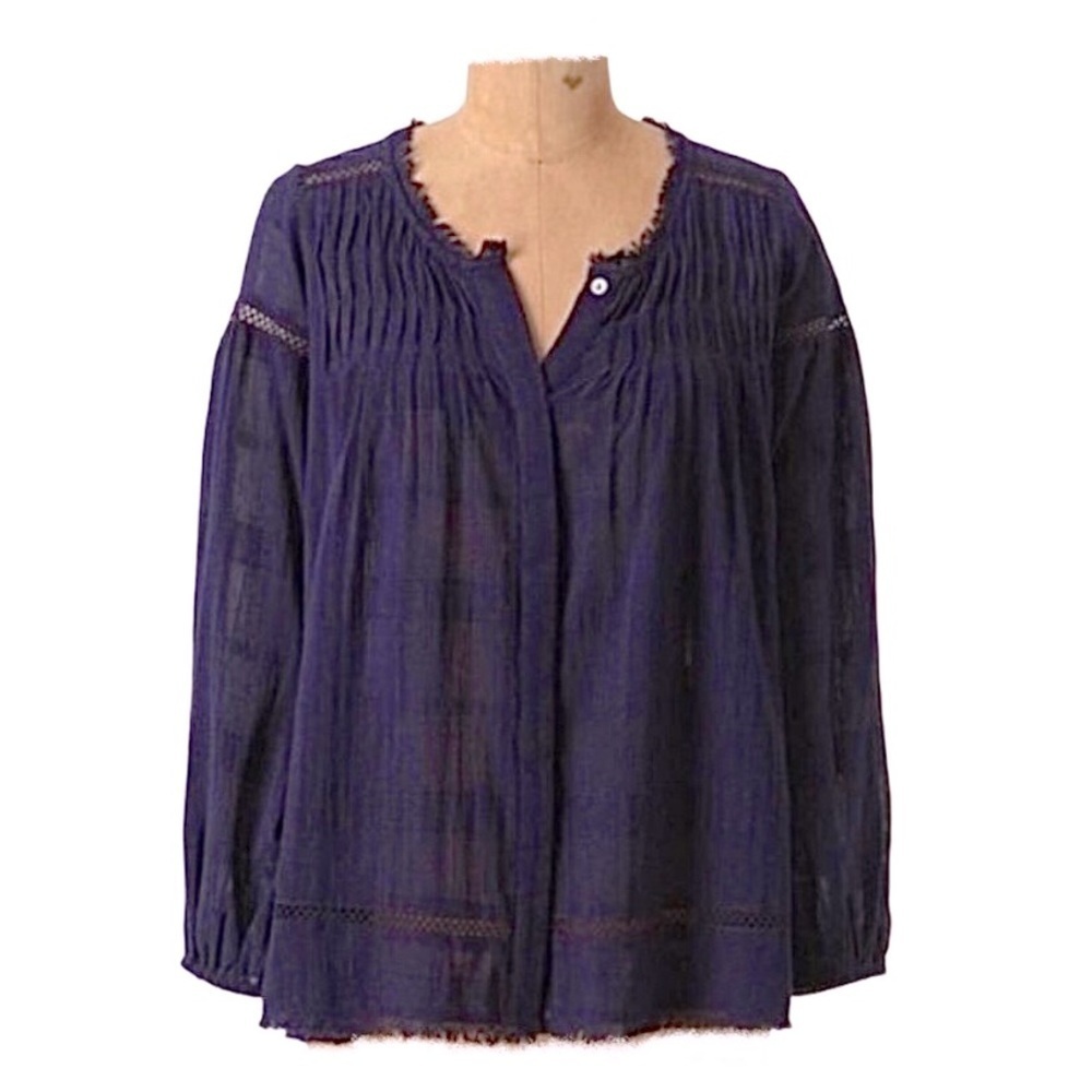 Anthropologie Lilis Closet Top Womens XS Elfin Fold Eyelet Peasant Boho Cottage
